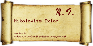 Mikolovits Ixion névjegykártya